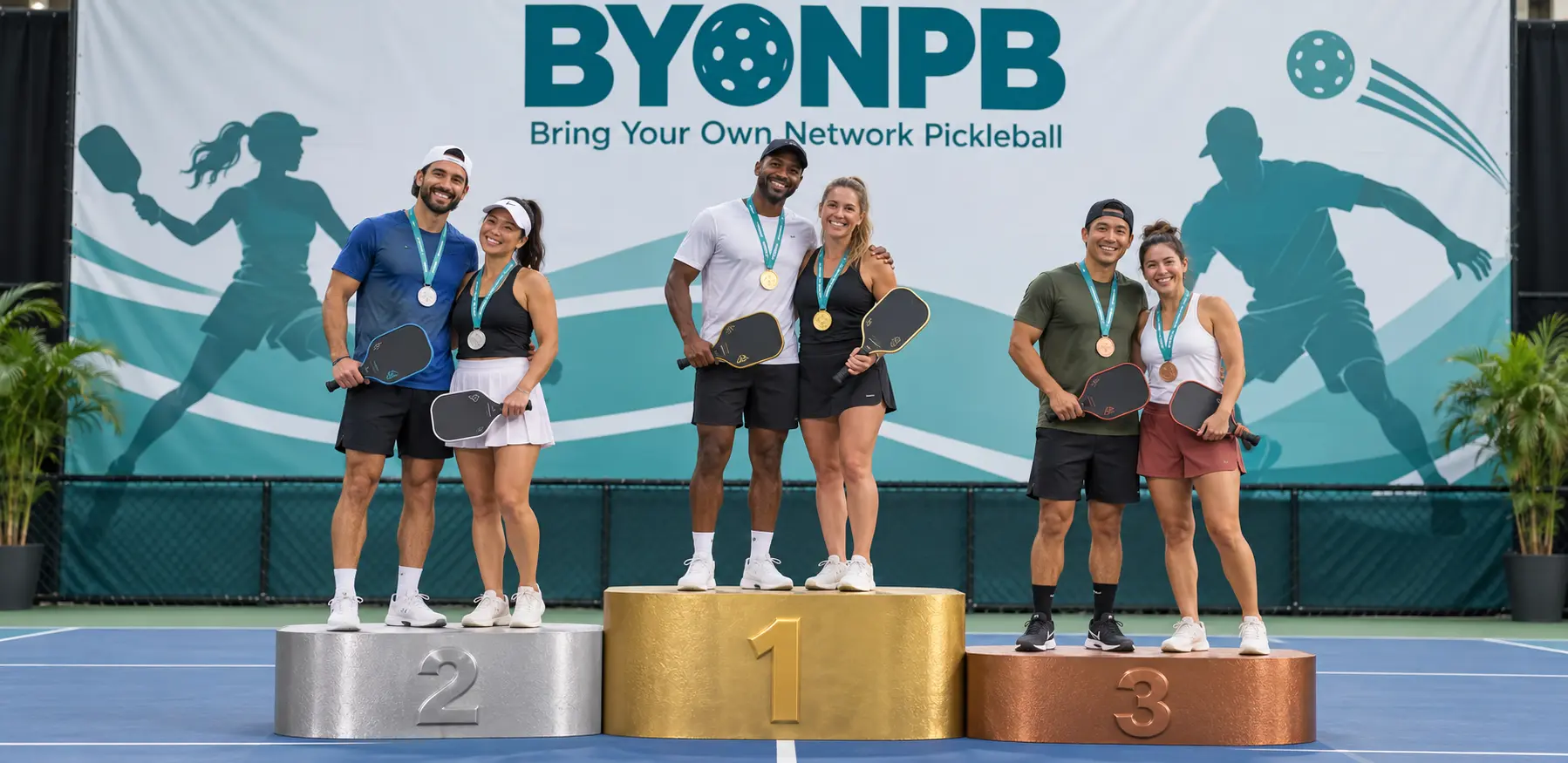 Pickleball players competing in a local tournament
